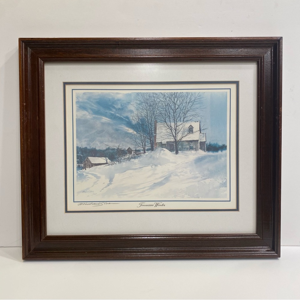 Vintage Michael Sloan "Tennessee Winter" Framed Print‎ Signed 16"x19"